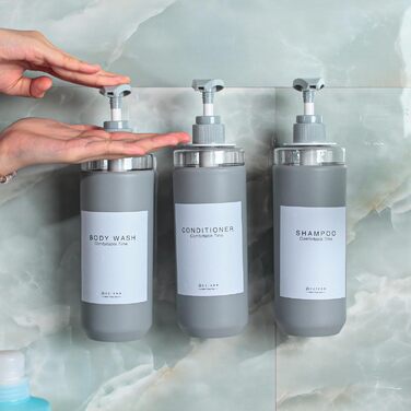 Набір дозаторів для душу GOYISEE, 3 шт. сірого кольору для мила та шампуню, аксесуари для ванної кімнати