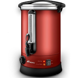 Glühwein Cooker 6.8L / 1500W Canning Machine made of Stainless Steel Glühwein Kettle Glühwein Machine Hot Beverage Machine Hot Water Dispenser (30 Liter, Red)
