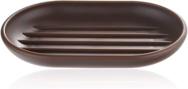 Комплект аксесуарів для ванної кімнати на 6 предметів з пластику, коричневий. Набір для ванної: дозатор для мила, тримач для зубних щіток, стакан, мильниця, щітка для унітазу, сміттєвий бачок.