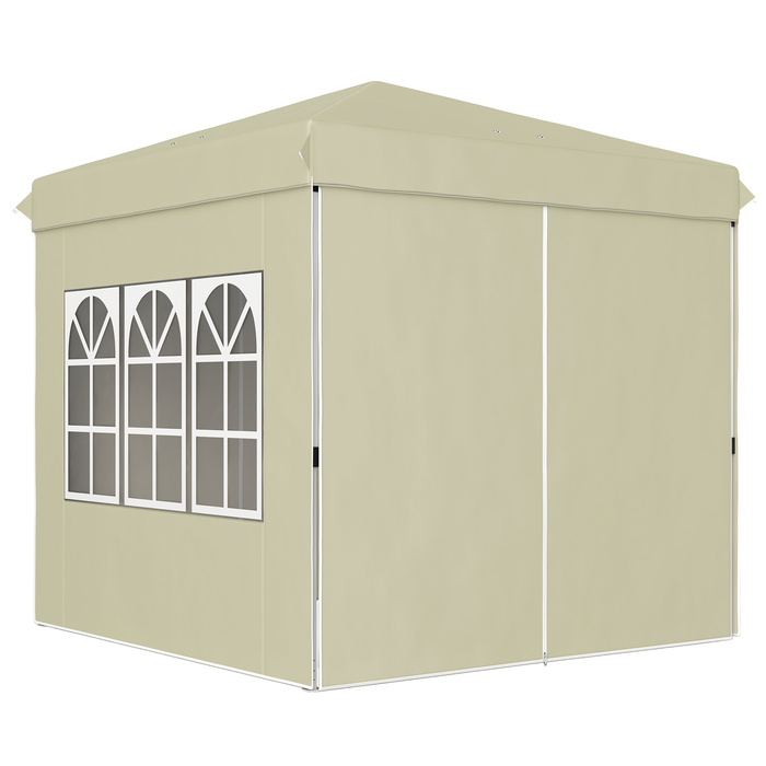 Outsunny Gazebo approx. 2.5x2.5m, water-resistant, stable, winter-proof, pop-up folding gazebo, UV protection 50+, foldable party tent, garden tent with 4 side panels, bag, garden gazebo for camping, garden, cream white | Aosom
