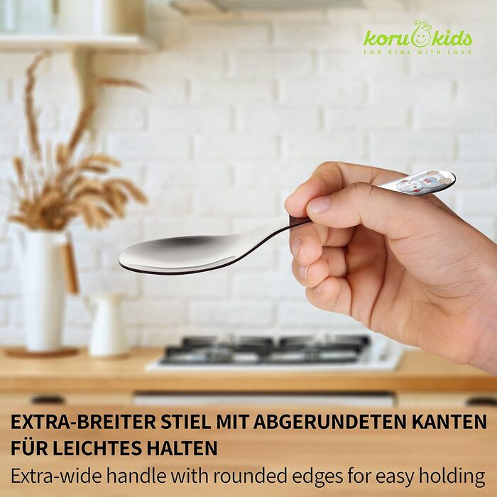 Набір дитячого столового прибору Koru Kids® Kinderbesteck Pinguin (4 шт.) з нержавіючої сталі – столовий прилад для навчання дітей, придатний для миття в посудомийній машині