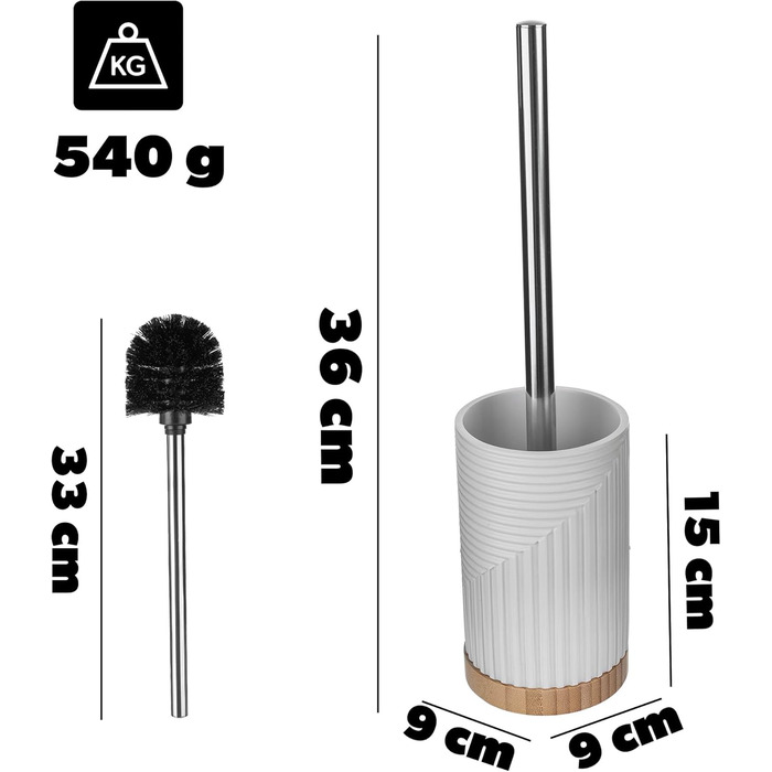 Набір для туалету KADAX: щітка для унітазу з тримачем, комплект для ванної кімнати, без свердління (круглий, білий)