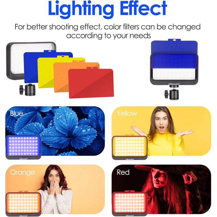 LED відеосвітло UBeesize 2 шт. з регульованою яскравістю, штативом та фільтрами для відеоконференцій, стрімінгу та YouTube