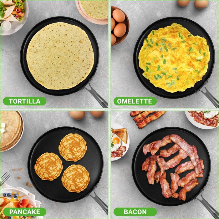 Млинцевниця Nutrichef 30 см з антипригарним покриттям для індукції, універсальна сковорода для млинців, панкейків, яєць, PFOA-free, підходить для всіх плит, можна мити в посудомийній машині