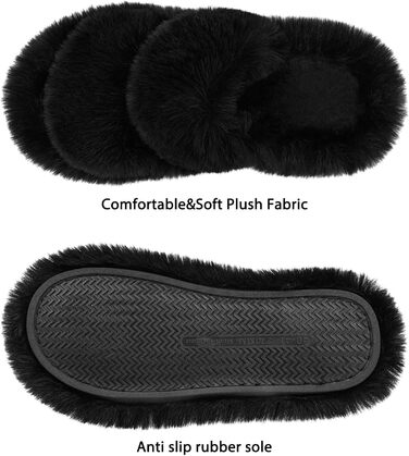Жіночі тапочки халатні з антиковзким покриттям, теплі, пухнасті, чорного кольору, розмір 38/39 EU