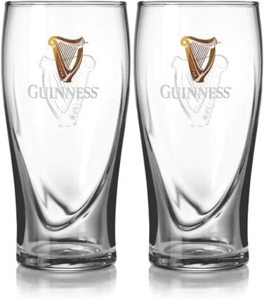 Набір з двох склянок для пива Guinness з логотипом та дизайном арфи, 568 мл (2 шт.)