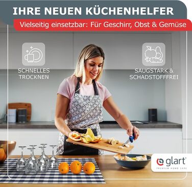 Glart 48GS 10-Piece Premium Dishcloth Set, Kitchen Towels, Dish Towels, Kitchen Cloths, 100% Cotton OEKO-TEX, 45x90 cm, black, pre-washed
