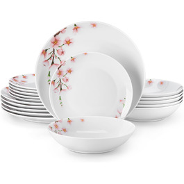 VEWEET ANNIE Набір посуду 18 предметів на 6 осіб, сучасний сервіз з порцеляни, 6 тарілок для їжі, десерту та супу, сервіз Annie