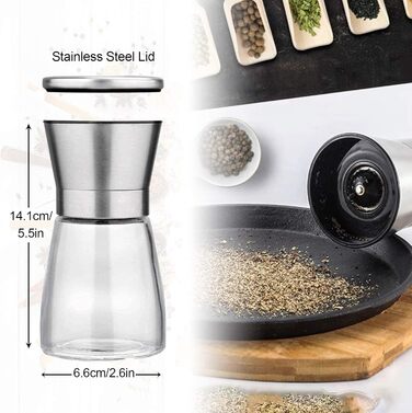 Мельниця LessMo для спецій з підставкою, набір 2 шт. - для перцю, солі та чилі, з регулюванням ступеня помолу