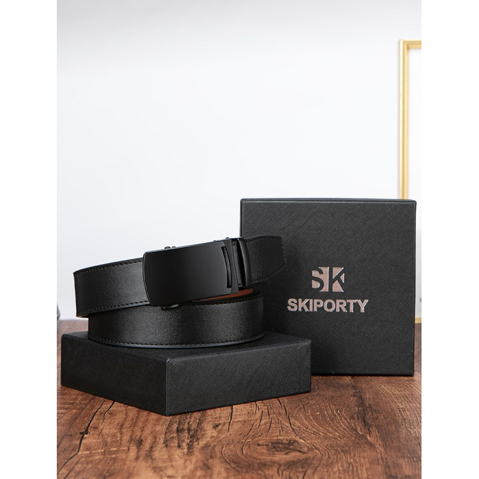 Чоловічий шкіряний ремінь на пряжці, 3,5 см, регульований, для джинсів, комфортна посадка (28-34W, чорний)