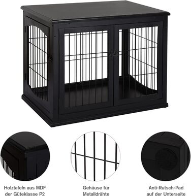 Клітка для собак PawHut, собача будка з 2 входами, замикається, для маленьких собак, 58,5 x 81 x 66 см (Чорний)
