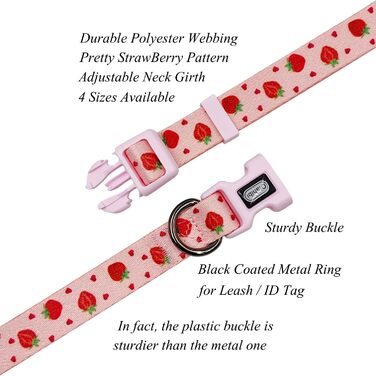 Нашийник та поводок для собак Комбі-ет, леопардовий принт, поліестер, 150 см, повід з панде, для маленьких собак (колір коричневий леопард), набір з сердечками та клубникою (M)