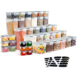 Набір контейнерів для зберігання Haushaltszauber® XXL (42 шт.) | Герметичні контейнери для продуктів | Без BPA, стекуються, прозорі | Для кухні, холодильника та морозильника