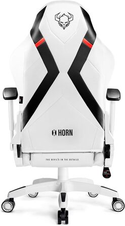 Ігрове крісло Diablo X-Horn 2.0 King (XL), біле, ергономічне, 3D підлокітники, офісне, з подушками для шиї та попереку, екошкіра, гойдалка