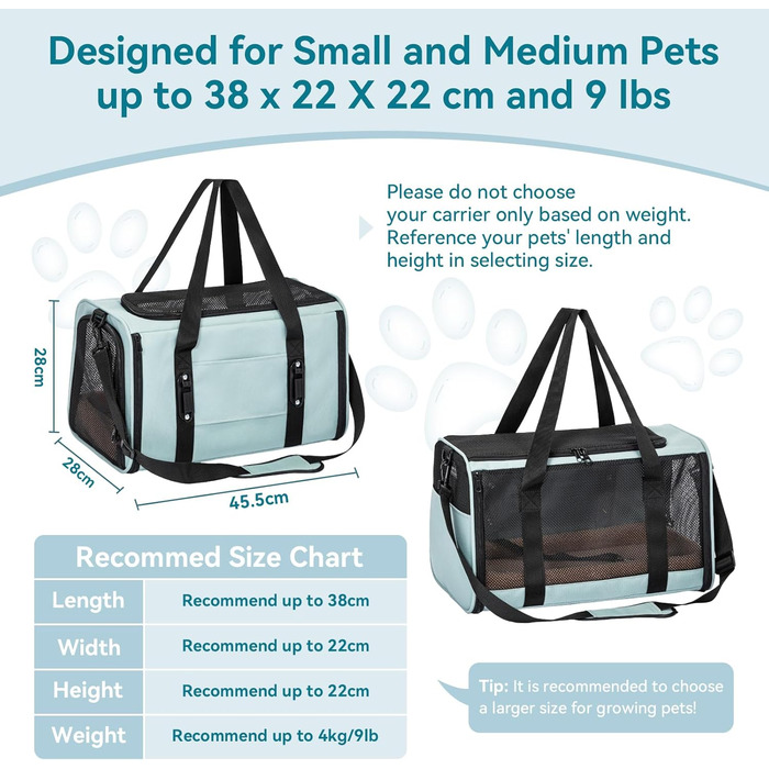 Транспортна переноска для кота/собаки Petsfit - складана переноска для авто, 45x28x28 см, зелена