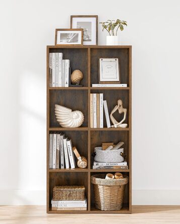 VASAGLE Bookshelf, Bookcase, with 8 Compartments, Office Shelving Unit, Cube Shelving Unit, Freestanding Shelving Unit, for Living Room, Bedroom, Office, Children's Room, Vintage Brown LBC024T01