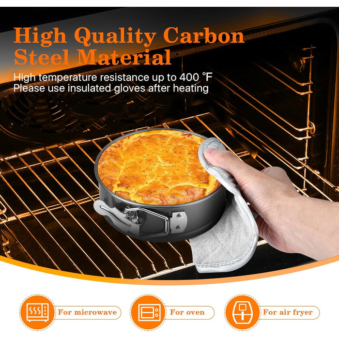 8 форм для кексів діаметром 10.2 см, міні-форми для чізкейків, знімний дно, антипригарне покриття, сталь