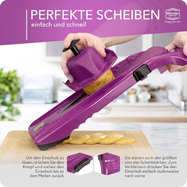Набір Börner V5 для нарізки овочів та фруктів: нарізчик V-подібної форми, набір базової комплектації, фіолетовий колір