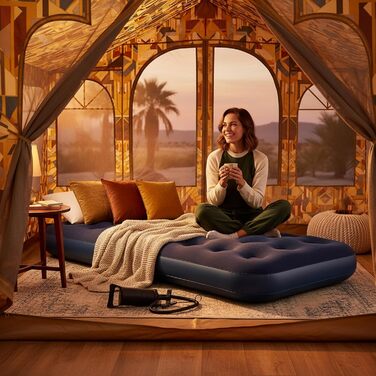 Надувний матрац Avenli для кемпінгу, 191x73x22 см з насосом для 1 особи - гостьовий матрац, флоксована поверхня