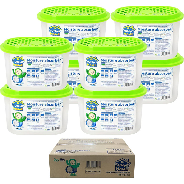 SUNNY HOME Moisture Absorbers (8 Pack) 260g Odorless for Home, Odor Eliminator, Dehumidifier, and Odor Remover for Closet, Bathroom, Kitchen (8)