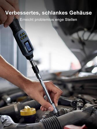 Цифровий динамометричний викрут GROWNEER 2.66-53.1 In-lbs/0.3-6 Nm з LED-дисплеєм та звуковим сигналом, 1/4'' Drive, 27 в 1