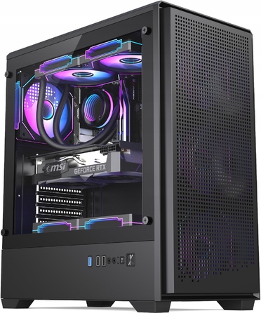 Великий комп'ютерний корпус ATX з USB 3.0, загартованим склом, сіткою (Mesh) та 3-ма RGB-вентиляторами