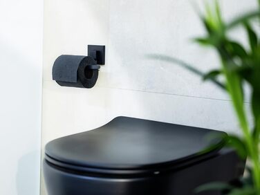 Тримач для туалетного паперу WENKO Vacuum-Loc Quadro на стіну без свердління, нержавіюча сталь, чорний, 14 x 6 x 11 см