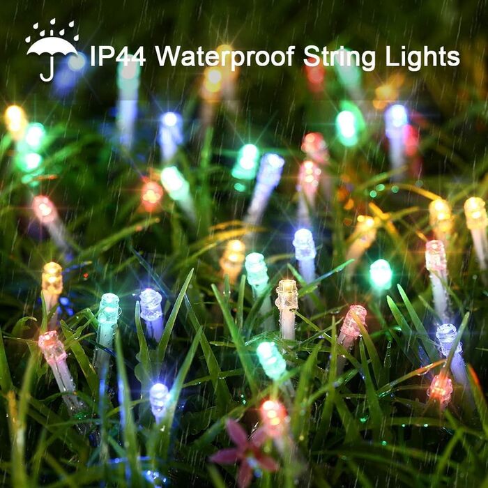 Гірлянда святкова для дому та саду, 10м, 100 LED, тепле біле світло, з таймером, вологостійка, 8 режимів, для декорування ялинки та приміщень