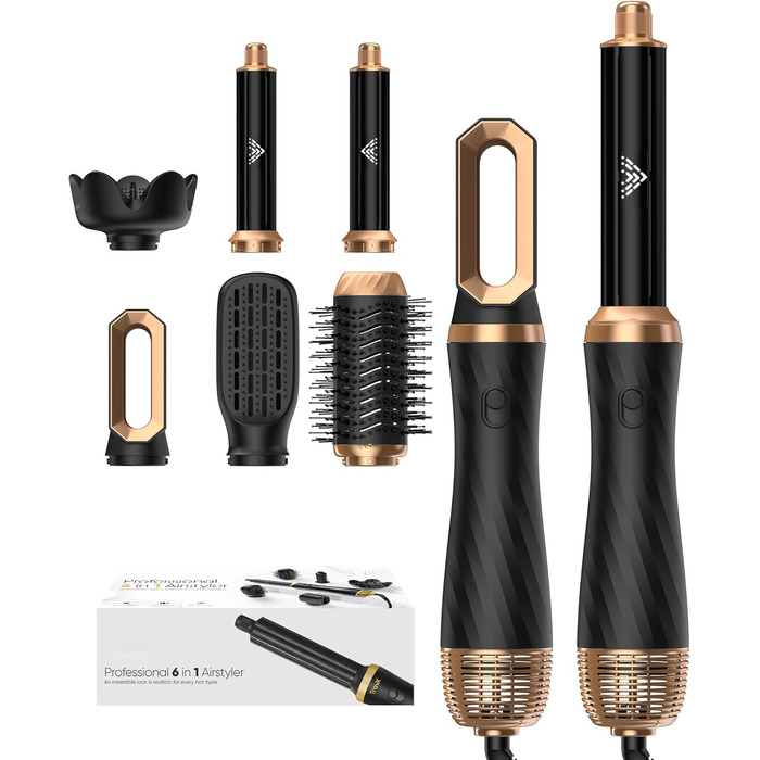 Набір для укладки волосся Airstyler 6 в 1: фен-щітка, стайлер для локонів, дифузор, об'єм, випрямлення, сушка