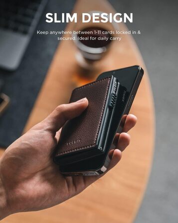 Гаманець-картхолдер VULKIT Pop-up RFID захист, шкіряний, коричневий, для 11 карток та купюр
