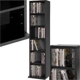 CD-стелаж tectake для 102 дисків, дерев'яний, чорний, полиця для CD/DVD, настінний органайзер для вітальні та офісу