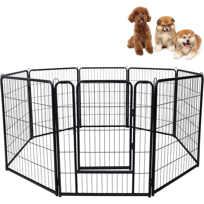 Набір вольєрів для собак Subtlety з дверима та ґрунтовими анкерами: портативний вольєр для цуценят та собак, для саду та кемпінгу (8 шт.)