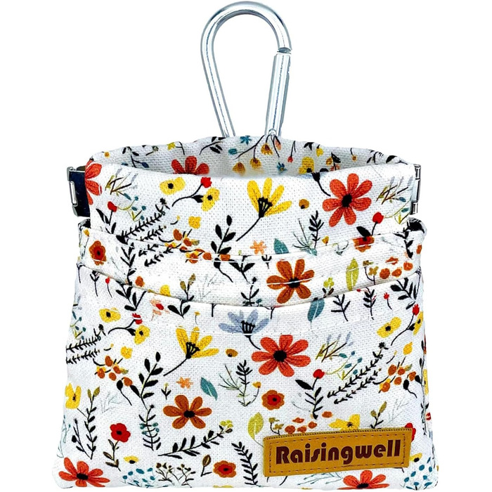 Сумка для корму для собак Leckerlibeutel – міцна бавовняна сумка для прогулянок з карабіном та самозакривною застібкою, ідеальна для подорожей та активного відпочинку (Begie Blume)