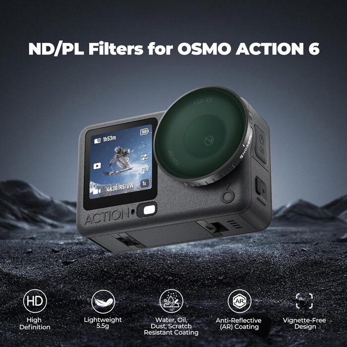 Фільтри Freewell ND/PL Polarisationsfilter Set для DJI Osmo Action 6 - ND8, ND16, ND32, ND64 – для зйомки при денному світлі та покращення чіткості