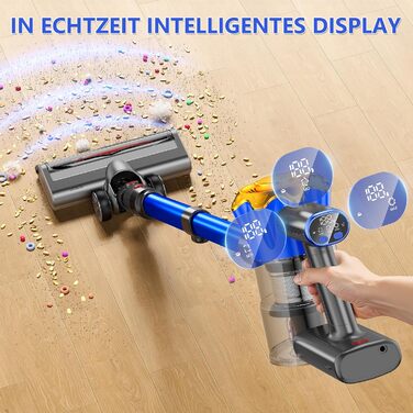 Бездротовий акумуляторний пилосос V8-B з дисплеєм, 450 Вт, 40000 Па, до 50 хв роботи, автоматичний режим, антизаплутування, для килимів, твердих підлог та шерсті тварин