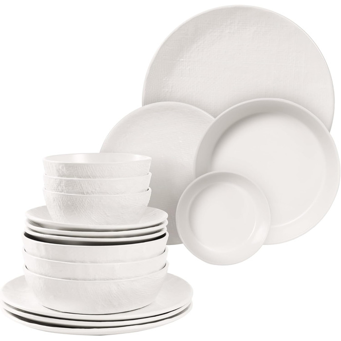 Набір посуду Navaris з каменю (16 предметів) для 4 осіб - тарілки, супові тарілки, сервіз, антрацитовий колір