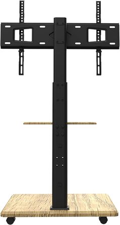 Підставка для телевізора Delphos Mobiler TV Stand - роликова, з дерев'яною основою, для телевізорів 32-70 дюймів, до 45 кг, регульована висота до 130 см, поворотна ±25°, VESA 600x400 (вишня)