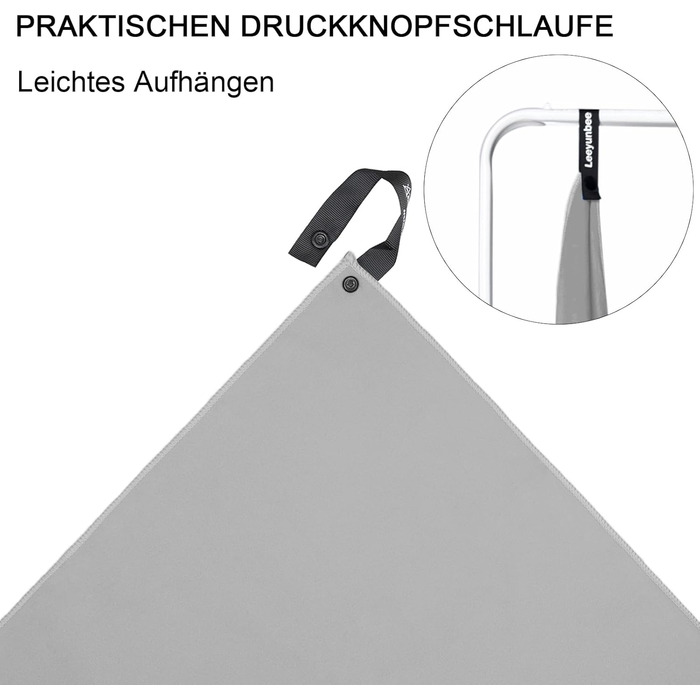 Набір рушників Leeyunbee з мікрофібри (2 шт.) - 160x80 см + 80x40 см, швидковисихаючі, для спорту, подорожей, пляжу (світло-сірий)