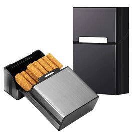 Металеве тютюнопакувальник LiRiQi на 20 сигарет (2 шт.) з магнітною застібкою, сірий та чорний кольори