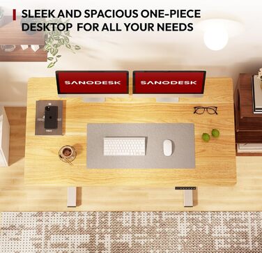 Електричний регульований стіл Sanodesk, 100x60 см, білий, з пам'яттю висоти