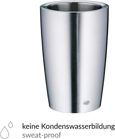 alfi SECCO, stainless steel bottle cooler for 0.70 to 1L bottles, wine, sparkling wine. Keeps drinks cool without condensation or ice cubes, ensuring chilled drinks to the last drop. Dishwasher-safe, BPA-free.