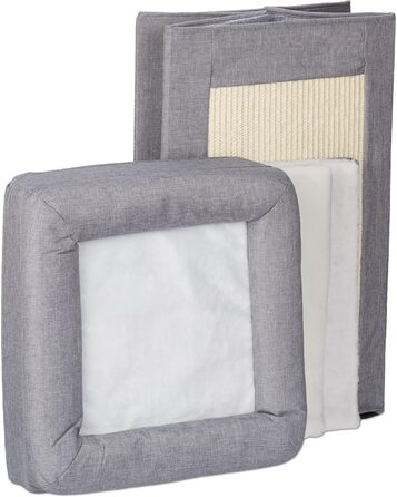 Кігтечка для котів Relaxdays з 2 кігтечками та відкритою платформою, сіра/біла, 63x40x40 см