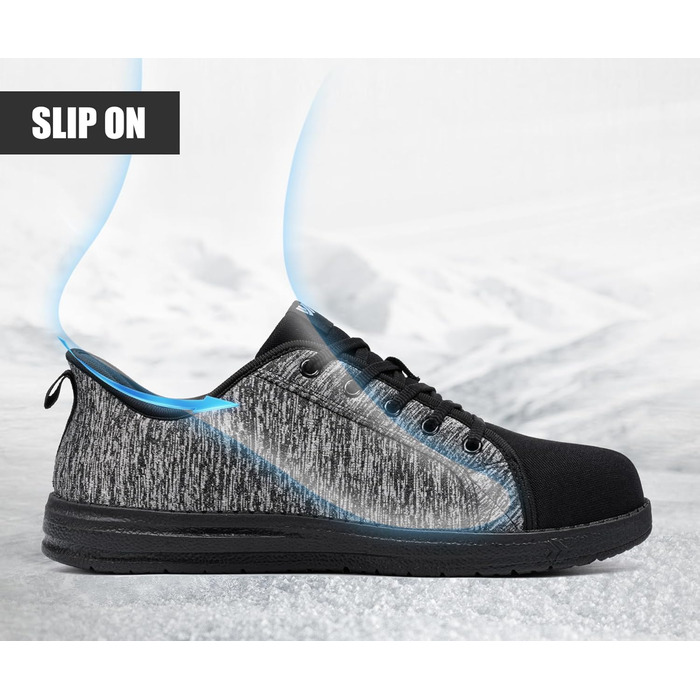 Черевики робочі чоловічі LARNMERN, захисні черевики з металевим носком, легкі, зручні, для скейтбордингу, амортизація, сірі, чорні, 42.5 EU