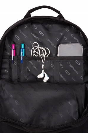 Багатовідсіковий шкільний рюкзак CoolPack, чорний з жовтими та золотистими акцентами, 27 л