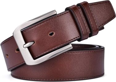Чоловічий шкіряний ремінь Beltox Fine Casual Jeans, ширина 38 мм, пряжка з металевого сплаву, для джинсів та повсякденного носіння, кольори: Braun, Kaffee, розмір 44-46