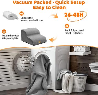 Сходинка для собак Gimars 30D з міцного піноматеріалу, широка, 3 сходинки, 40 см, знімний чохол та антиковзаюча поверхня. Підходить для малих собак до дивану, ліжка, софи, авто.