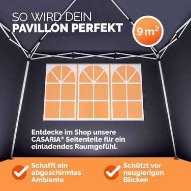 CASARIA® Capri Pavilion 3x3m Pop-Up UV Protection 50+ Waterproof Winter-Proof with Bag Foldable Stable Camping Garden Pop-Up Pavilion Party Tent Anthracite
