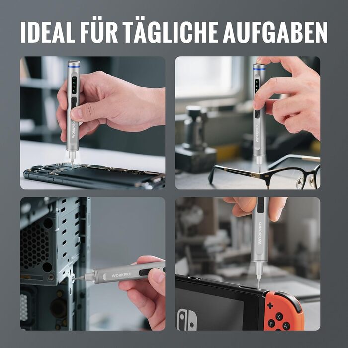 WORKPRO Набір викруток 42-в-1 електричний, для точних ремонтів телефонів, годинників, камер, з 36 бітами S2, магнітною коробкою, зарядкою Type-C