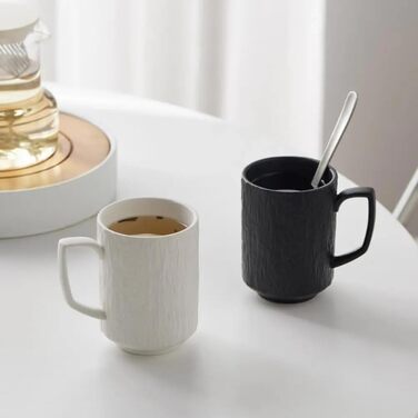 Набір з 4 чашок для еспресо Saumo з підставками, кераміка, 350 мл, білий – сучасний дизайн для дому, офісу та особливих випадків