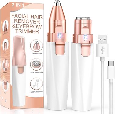 Електричний прилад для видалення волосся: 2-в-1 для обличчя та брів, Vinmall для жінок